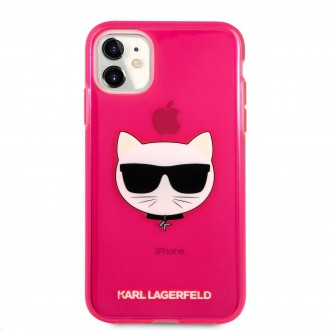 Karl Lagerfeld TPU Choupette Head Kryt pro iPhone 11 Fluo Pink (KLHCN61CHTRP)