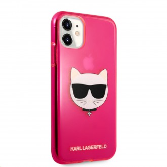 Karl Lagerfeld TPU Choupette Head Kryt pro iPhone 11 Fluo Pink (KLHCN61CHTRP)