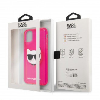 Karl Lagerfeld TPU Choupette Head Kryt pro iPhone 11 Fluo Pink (KLHCN61CHTRP)