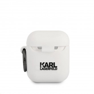 Karl Lagerfeld Choupette Head Pouzdro pro Airpods 1/2 White (KLACA2SILCHWH)