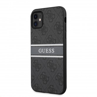 Guess PU 4G Printed Stripe Zadní Kryt pro iPhone 11 Grey (GUHCN614GDGR)