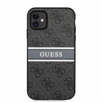 Guess PU 4G Printed Stripe Zadní Kryt pro iPhone 11 Grey (GUHCN614GDGR)