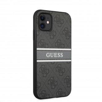 Guess PU 4G Printed Stripe Zadní Kryt pro iPhone 11 Grey (GUHCN614GDGR)