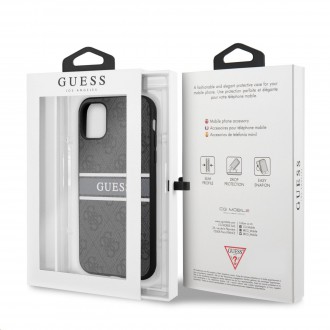 Guess PU 4G Printed Stripe Zadní Kryt pro iPhone 11 Grey (GUHCN614GDGR)