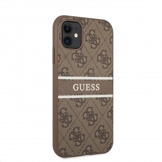 Guess PU 4G Printed Stripe Zadní Kryt pro iPhone 11 Brown (GUHCN614GDBR)