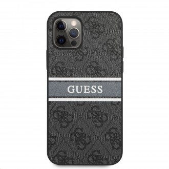 Guess PU 4G Printed Stripe Zadní Kryt pro iPhone 12/12 Pro Grey (GUHCP12M4GDGR)