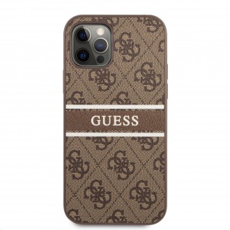 Guess PU 4G Printed Stripe Zadní Kryt pro iPhone 12/12 Pro Brown (GUHCP12M4GDBR)