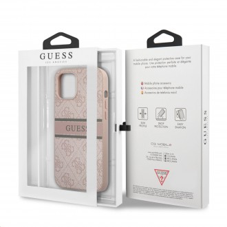 Guess PU 4G Printed Stripe Zadní Kryt pro iPhone 12 Pro Max Pink (GUHCP12L4GDPI)