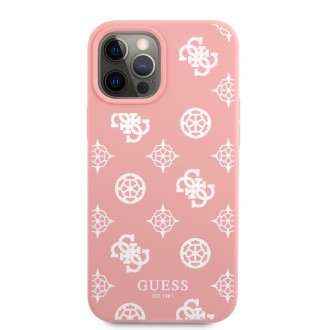 Guess Liquid Silicone White Peony Zadní Kryt pro iPhone 12 Pro Max Pink (GUHCP12LLSPEWPI)