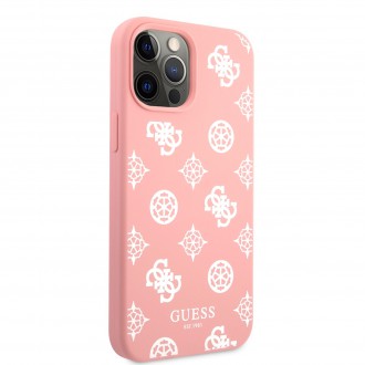 Guess Liquid Silicone White Peony Zadní Kryt pro iPhone 12 Pro Max Pink (GUHCP12LLSPEWPI)
