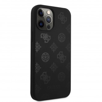 Guess Liquid Silicone Tone on Tone Peony Zadní Kryt pro iPhone 12 Pro Max Black (GUHCP12LLSPEBK)