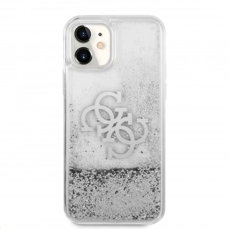 Guess TPU Big 4G Liquid Glitter Silver Zadní Kryt pro iPhone 11 Transparent (GUHCN61LG4GSI)