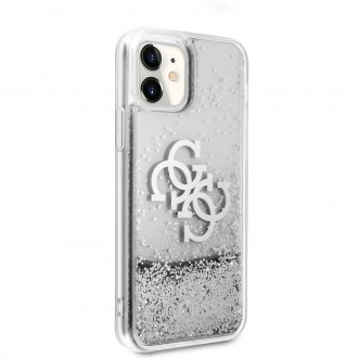 Guess TPU Big 4G Liquid Glitter Silver Zadní Kryt pro iPhone 11 Transparent (GUHCN61LG4GSI)