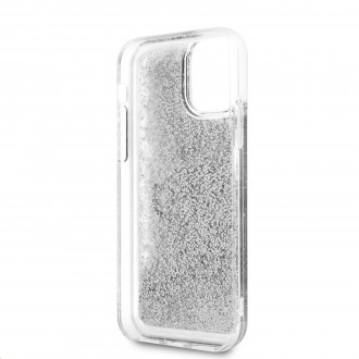Guess TPU Big 4G Liquid Glitter Silver Zadní Kryt pro iPhone 11 Transparent (GUHCN61LG4GSI)