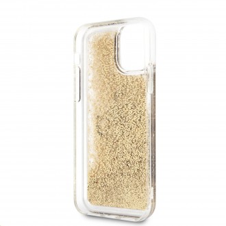 Guess TPU Big 4G Liquid Glitter Gold Zadní Kryt pro iPhone 11 Transparent (GUHCN61LG4GGO)