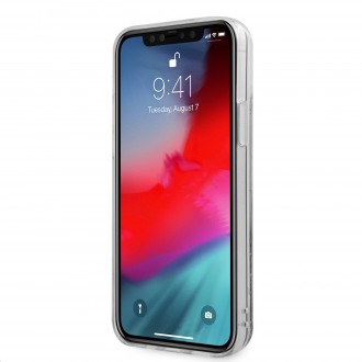 Guess TPU Big 4G Liquid Glitter Silver Zadní Kryt pro iPhone 12/12 Pro Transparent (GUHCP12MLG4GSI)