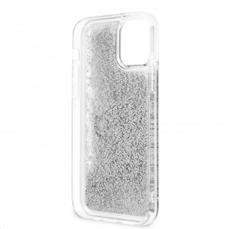 Guess TPU Big 4G Liquid Glitter Silver Zadní Kryt pro iPhone 12/12 Pro Transparent (GUHCP12MLG4GSI)