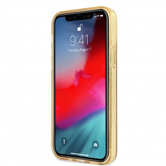 Guess TPU Big 4G Full Glitter Zadní Kryt pro iPhone 12/12 Pro Gold (GUHCP12MPCUGL4GGO)
