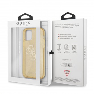 Guess TPU Big 4G Full Glitter Zadní Kryt pro iPhone 12/12 Pro Gold (GUHCP12MPCUGL4GGO)