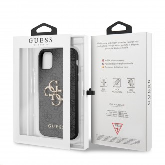 Guess PU 4G Metal Logo Zadní Kryt pro iPhone 11 Black (GUHCN614GMGGR)