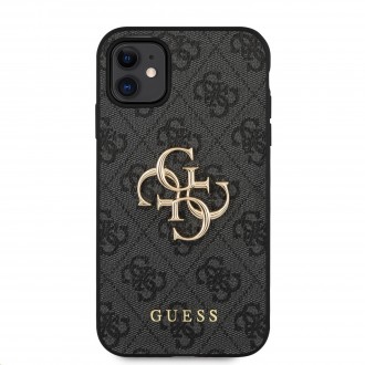 Guess PU 4G Metal Logo Zadní Kryt pro iPhone 11 Black (GUHCN614GMGGR)