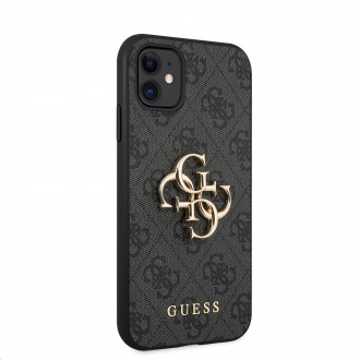 Guess PU 4G Metal Logo Zadní Kryt pro iPhone 11 Black (GUHCN614GMGGR)