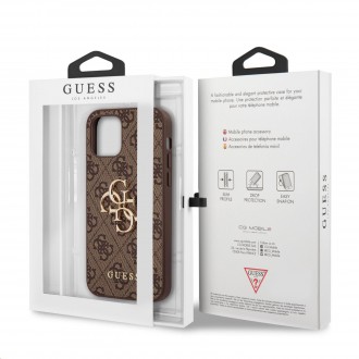 Guess PU 4G Metal Logo  Zadní Kryt pro iPhone 12/12 Pro Brown (GUHCP12M4GMGBR)