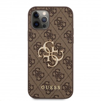 Guess PU 4G Metal Logo  Zadní Kryt pro iPhone 12/12 Pro Brown (GUHCP12M4GMGBR)