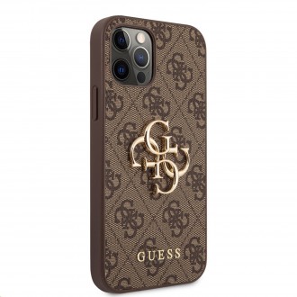 Guess PU 4G Metal Logo  Zadní Kryt pro iPhone 12/12 Pro Brown (GUHCP12M4GMGBR)