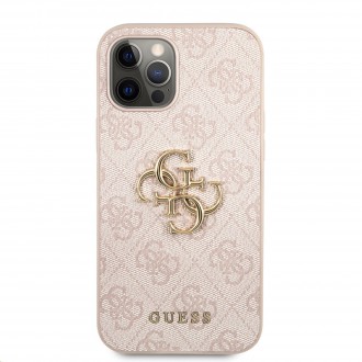 Guess PU 4G Metal Logo Zadní Kryt pro iPhone 12/12 Pro Pink (GUHCP12M4GMGPI)