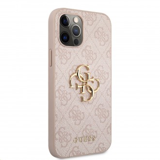 Guess PU 4G Metal Logo Zadní Kryt pro iPhone 12/12 Pro Pink (GUHCP12M4GMGPI)