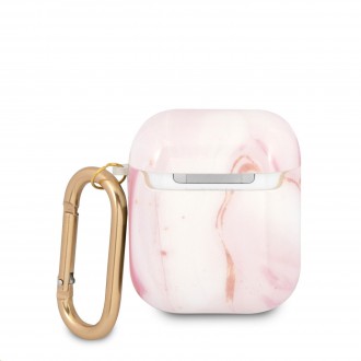 Guess TPU Shiny Marble Pouzdro pro Airpods 1/2 Pink (GUA2UNMP)