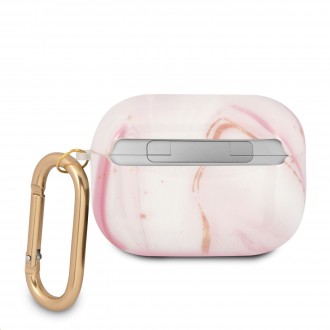 Guess TPU Shiny Marble Pouzdro pro Airpods Pro Pink (GUAPUNMP)