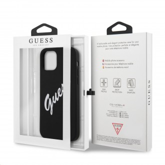 Guess Silicone Vintage White Script Zadní Kryt pro iPhone 12 mini 5.4 Black (GUHCP12SLSVSBW)
