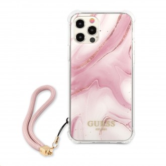 Guess TPU Marble Zadní Kryt pro iPhone 12/12 Pro Pink (GUHCP12MKSMAPI)