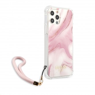 Guess TPU Marble Zadní Kryt pro iPhone 12/12 Pro Pink (GUHCP12MKSMAPI)