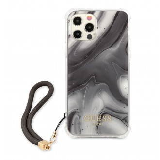 Guess TPU Marble Zadní Kryt pro iPhone 12/12 Pro Grey (GUHCP12MKSMAGR)