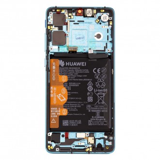 Huawei P30 LCD Display + Dotyková Deska + Přední Kryt Aurora Blue (Service Pack)