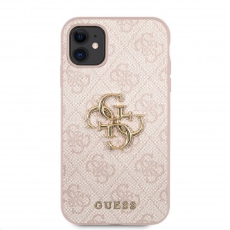 Guess PU 4G Metal Logo Zadní Kryt pro iPhone 11 Pink (GUHCN614GMGPI)