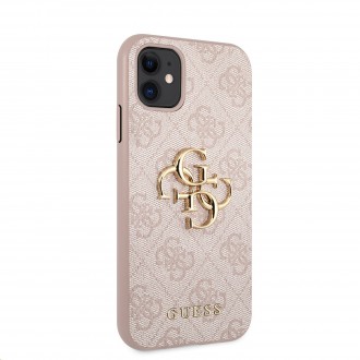 Guess PU 4G Metal Logo Zadní Kryt pro iPhone 11 Pink (GUHCN614GMGPI)