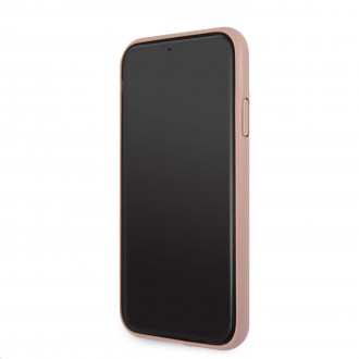 Guess PU 4G Metal Logo Zadní Kryt pro iPhone 11 Pink (GUHCN614GMGPI)