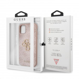 Guess PU 4G Metal Logo Zadní Kryt pro iPhone 11 Pink (GUHCN614GMGPI)