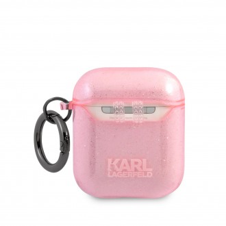 Karl Lagerfeld TPU Glitter Choupette Head Pouzdro pro Airpods 1/2 Pink (KLA2UCHGP)