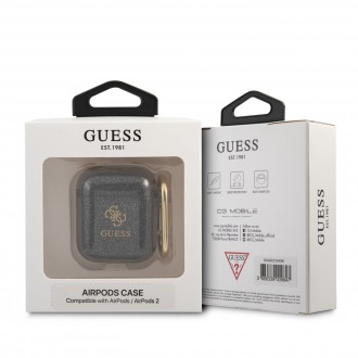 Guess 4G TPU Glitter Pouzdro pro Airpods 1/2 Black (GUA2UCG4GK)