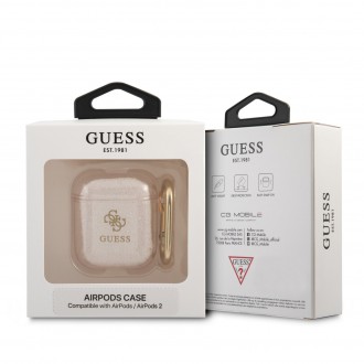 Guess 4G TPU Glitter Pouzdro pro Airpods 1/2 Gold (GUA2UCG4GD)