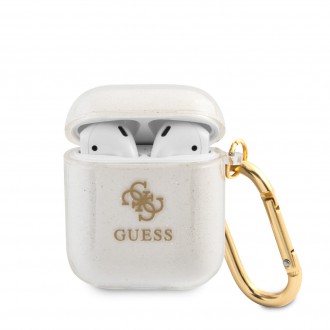 Guess 4G TPU Glitter Pouzdro pro Airpods 1/2 Transparent (GUA2UCG4GT)