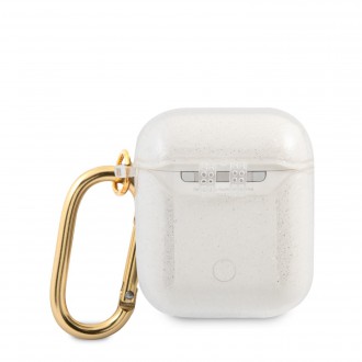 Guess 4G TPU Glitter Pouzdro pro Airpods 1/2 Transparent (GUA2UCG4GT)