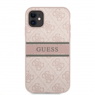 Guess PU 4G Printed Stripe Zadní Kryt pro iPhone 11 Pink (GUHCN614GDBR)