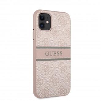 Guess PU 4G Printed Stripe Zadní Kryt pro iPhone 11 Pink (GUHCN614GDBR)