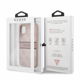 Guess PU 4G Printed Stripe Zadní Kryt pro iPhone 11 Pink (GUHCN614GDBR)